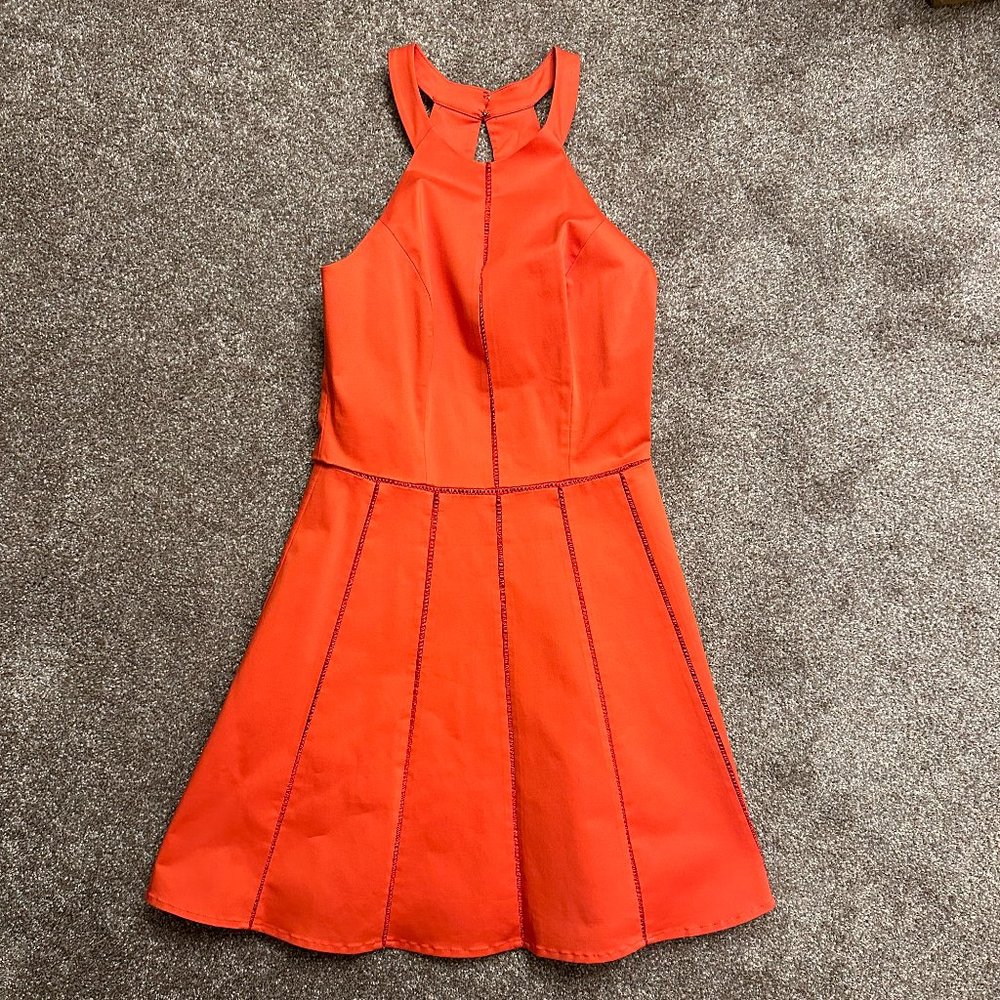 Parker Women's Sleeveless A-Line Knee Length Dress, Red/Orange Color, Size M